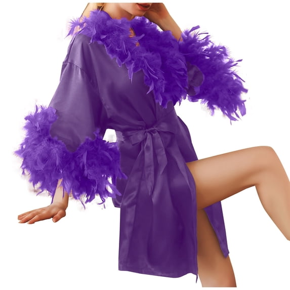 uublik Bridal Robe Women Satin Robes Bride Bridesmaid Robe For Wedding Bridal Dressing Gown Purple