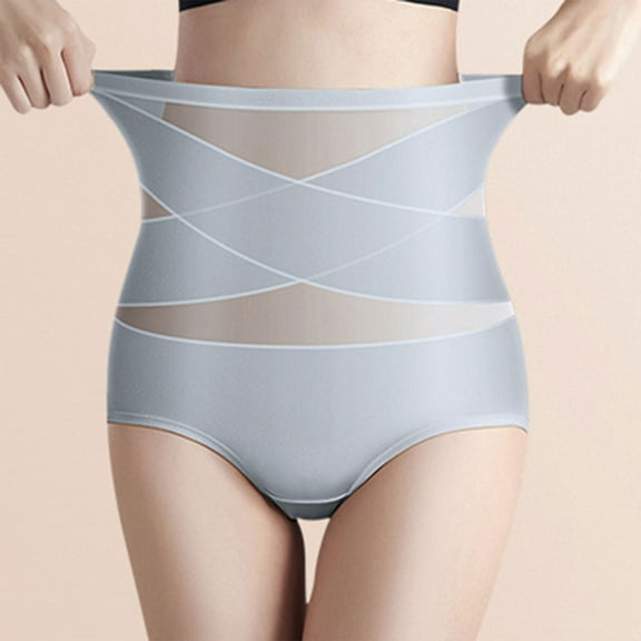 uublik Briefs for Women High Waist Breathable Briefs Soft Underpants Ladies Stretch Panties Shapewear Underwear Gray
