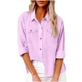 thumbnail image 1 of uublik Button Down Shirts for Women Pink Long Sleeve Business Work Tops Dressy Casual Loose Blouse Outfits with Pocket, 1 of 4