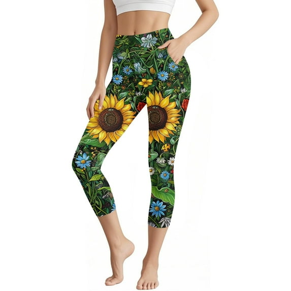 uublik Capri Yoga Pants for Women Multicolor High Waisted Soft Yoga Lounge Workout Capri Pants