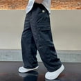 thumbnail image 1 of uublik Cargo Pants Boys Girls 5-16 Years Elastic Waist Casual Loose Cargo Trousers with Pockets Street Dance Jogger Pants Kids Black, 1 of 4
