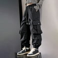 thumbnail image 1 of uublik Cargo Pants Teen Boys Girls 5-16 Years Elastic Waist Casual Loose Cargo Trousers with Pockets Street Dance Jogger Pants Kids Black, 1 of 5