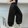 thumbnail image 1 of uublik Cargo Pants Teen Girls 1-13 Years Elastic Waist Casual Loose Cargo Trousers with Pockets Street Dance Jogger Pants Kids Black, 1 of 4