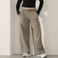 thumbnail image 1 of uublik Cargo Pants Women Baggy Khaki Elastic High Waisted Pants Wide Leg Baggy Casual Trousers Hiking Streetwear Outfits with Pockets, 1 of 5