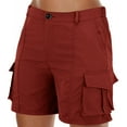 thumbnail image 1 of uublik Cargo Shorts Women Bermuda Knee Length Long Hiking Shorts with Pockets Elastic Waist for Summer Casual Trendy Outfits Wine, 1 of 4