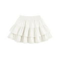 thumbnail image 1 of uublik Casual Skirts for Girls White Mini Skirts High Elastic Waisted Tiered Ruffle Skirt Size 1T-9, 1 of 2