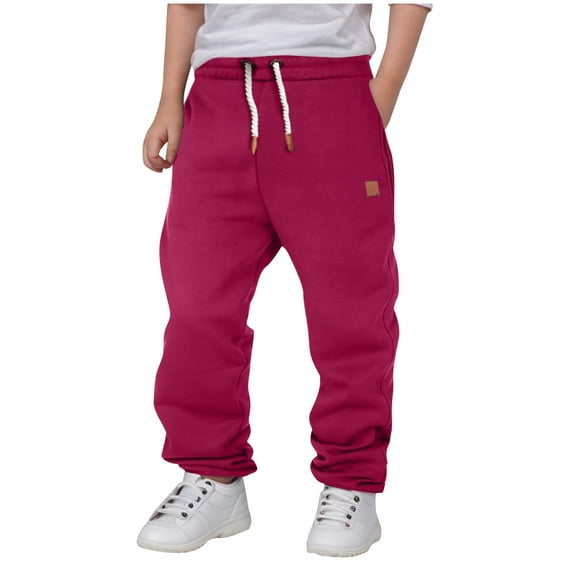 uublik Child Athletic Pants Size 3T-12 Casual Basic Lounge Jogger Pants Elastic Waist Jogger Sport Workout Trousers Hot Pink