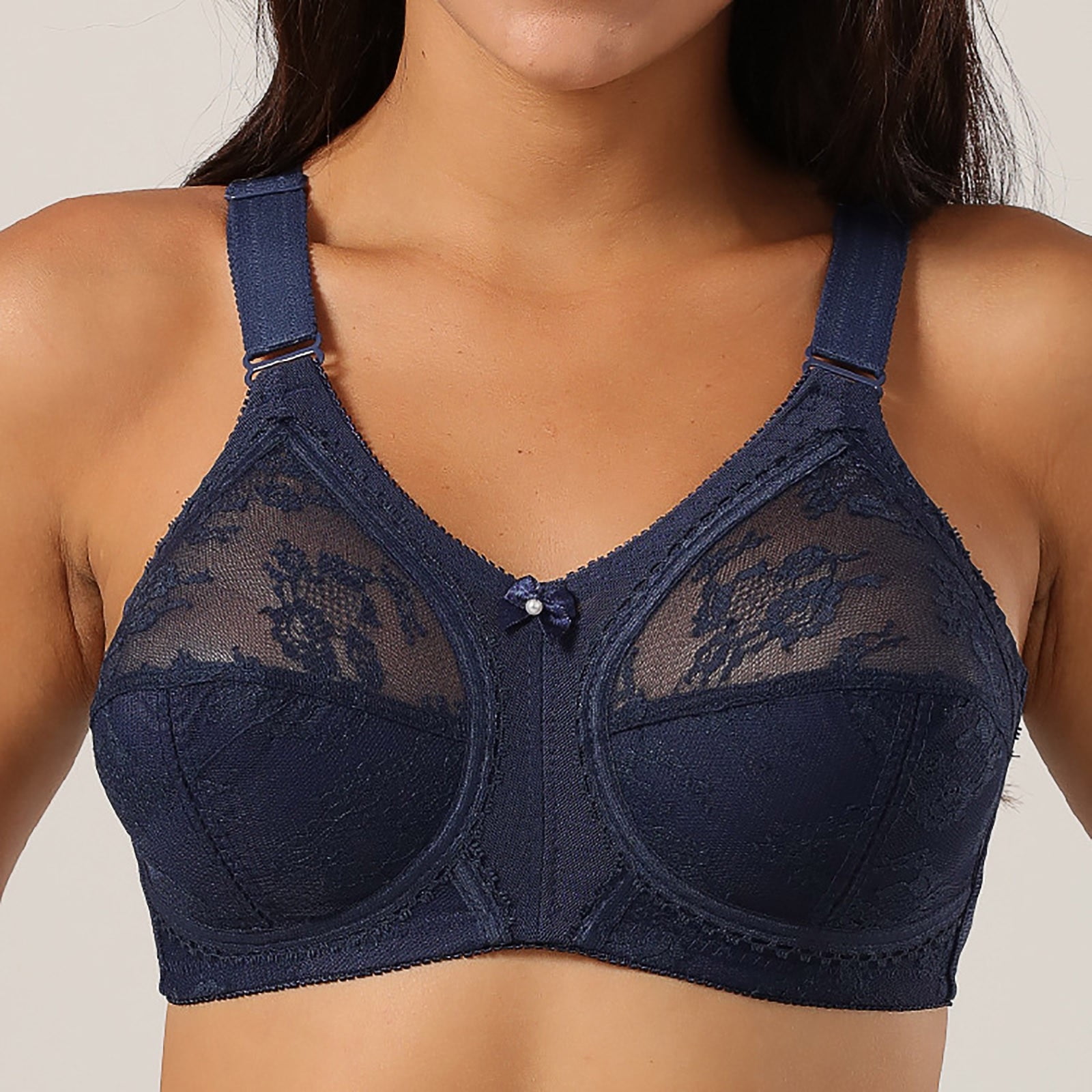 uublik Comfortable Bras for Women Lace Sexy Soft Wirefree Adjustable Bra  Blue 