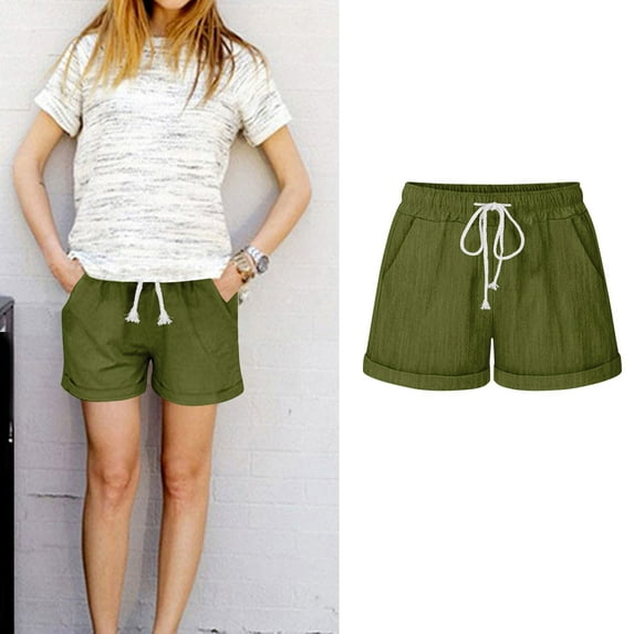 uublik Comfortable Shorts for Women Casual Comfy Shorts Women Shorts Athletic Army Green S