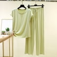 thumbnail image 1 of uublik Comfy Pajamas for Women Set 2 Piece Lounge Set Casual Short Sleeve Tops and Wide Leg Pants Loungewear Matching Sleepwear Green, 1 of 8