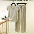 thumbnail image 1 of uublik Comfy Pajamas for Women Set 2 Piece Lounge Set Casual Short Sleeve Tops and Wide Leg Pants Loungewear Matching Sleepwear Khaki, 1 of 8