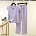 thumbnail image 1 of uublik Comfy Pajamas for Women Set 2 Piece Lounge Set Casual Short Sleeve Tops and Wide Leg Pants Loungewear Matching Sleepwear Purple, 1 of 8
