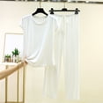 thumbnail image 1 of uublik Comfy Pajamas for Women Set 2 Piece Lounge Set Casual Short Sleeve Tops and Wide Leg Pants Loungewear Matching Sleepwear White, 1 of 8