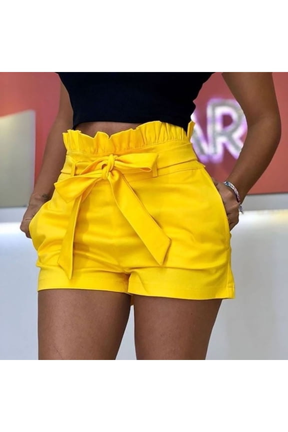 Comfy Shorts for Women Wide Leg Shorts with Pockets Training Shorts Women Yellow S