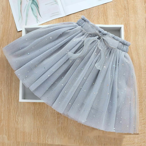 uublik Country Skirts for Girls Gray Layered Mesh Skirt Party Birthday Dance Princess Skirt Size 2T-11