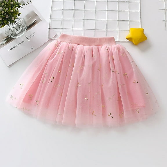 uublik Country Skirts for Girls Pink Layered Mesh Skirt Party Birthday Dance Princess Skirt Size 1T-8