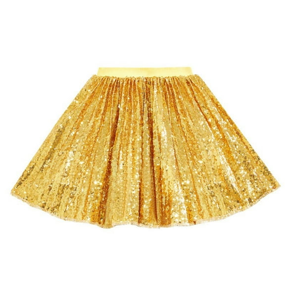 uublik Country Skirts for Girls Yellow Sequin Skirt Birthday Holiday Party Girls Short Skirt Size 6-13