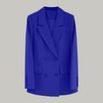 thumbnail image 1 of uublik Cropped Blazers for Women Work Office Blazer Stretch Lapel Collar Long Sleeve Jacket Suit Blazer Blue Clothes, 1 of 5