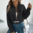 thumbnail image 1 of uublik Cropped Jacket Women Long Sleeve Casual Loose Outwear with Pockets Black Clothes, 1 of 5