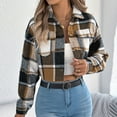 thumbnail image 1 of uublik Cropped Jacket Women Long Sleeve Casual Loose Outwear with Pockets Khaki Clothes, 1 of 5