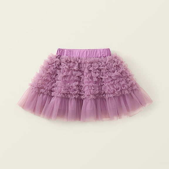 uublik Cute Skirts for Girls Purple Layered Mesh Skirt Party Birthday Dance Princess Skirt Size 3T-12