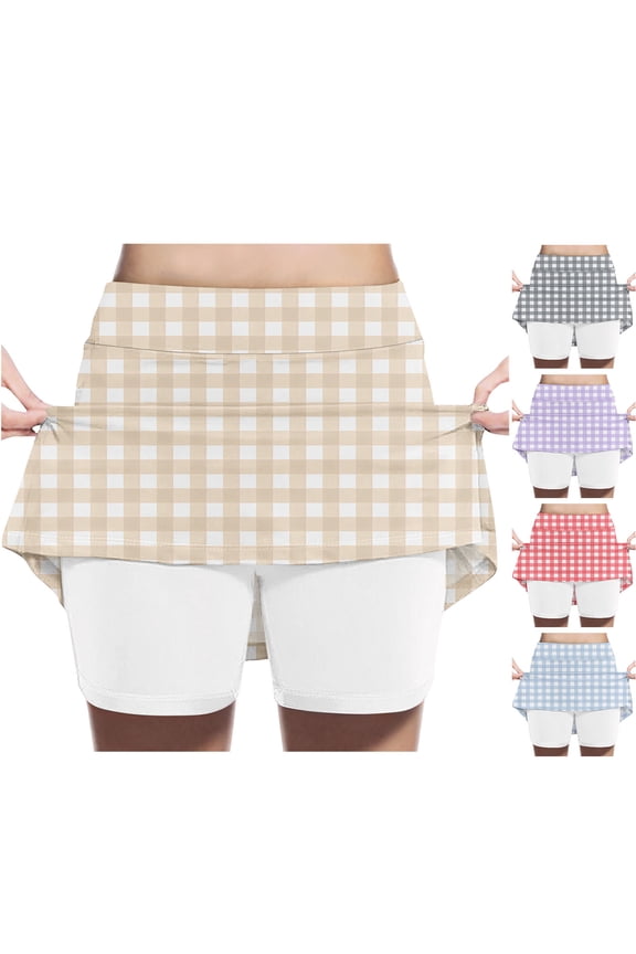 Cute Skirts for Girls Yellow Tennis Skirts Golf Skort Athletic Dance Running School Sport Skirts with Shorts Size 2T-12