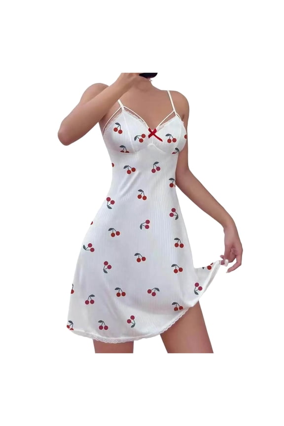 Date Night Dresses For Women Valentine's Day Cami Sleep Dress Loungewear Cute Night Gowns for Women White