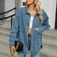 thumbnail image 1 of uublik Denim Jacket for Women Blue Fashion Dressy Casual Long Sleeve Stretchy Denim Jackets Western Shacket Jacket with Pockets, 1 of 5
