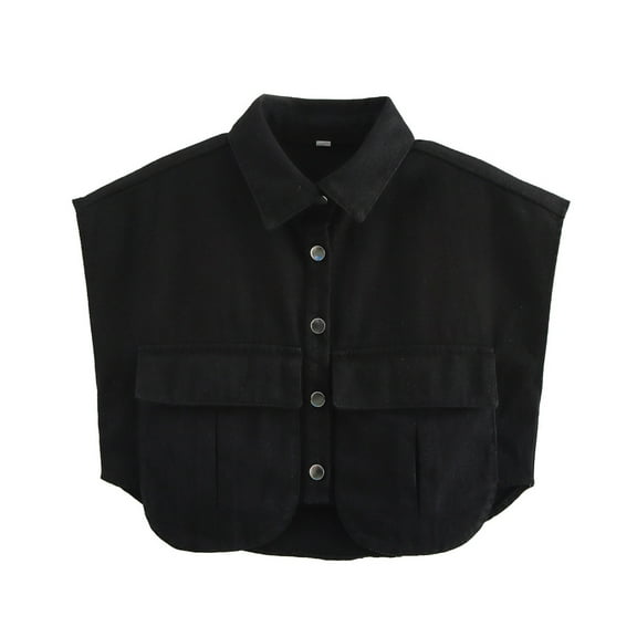 uublik Denim Jackets for Women Trendy Sleeveless Strechy Jean Vest Top Button Down Crewneck Casual Waistcoat Black Clothes