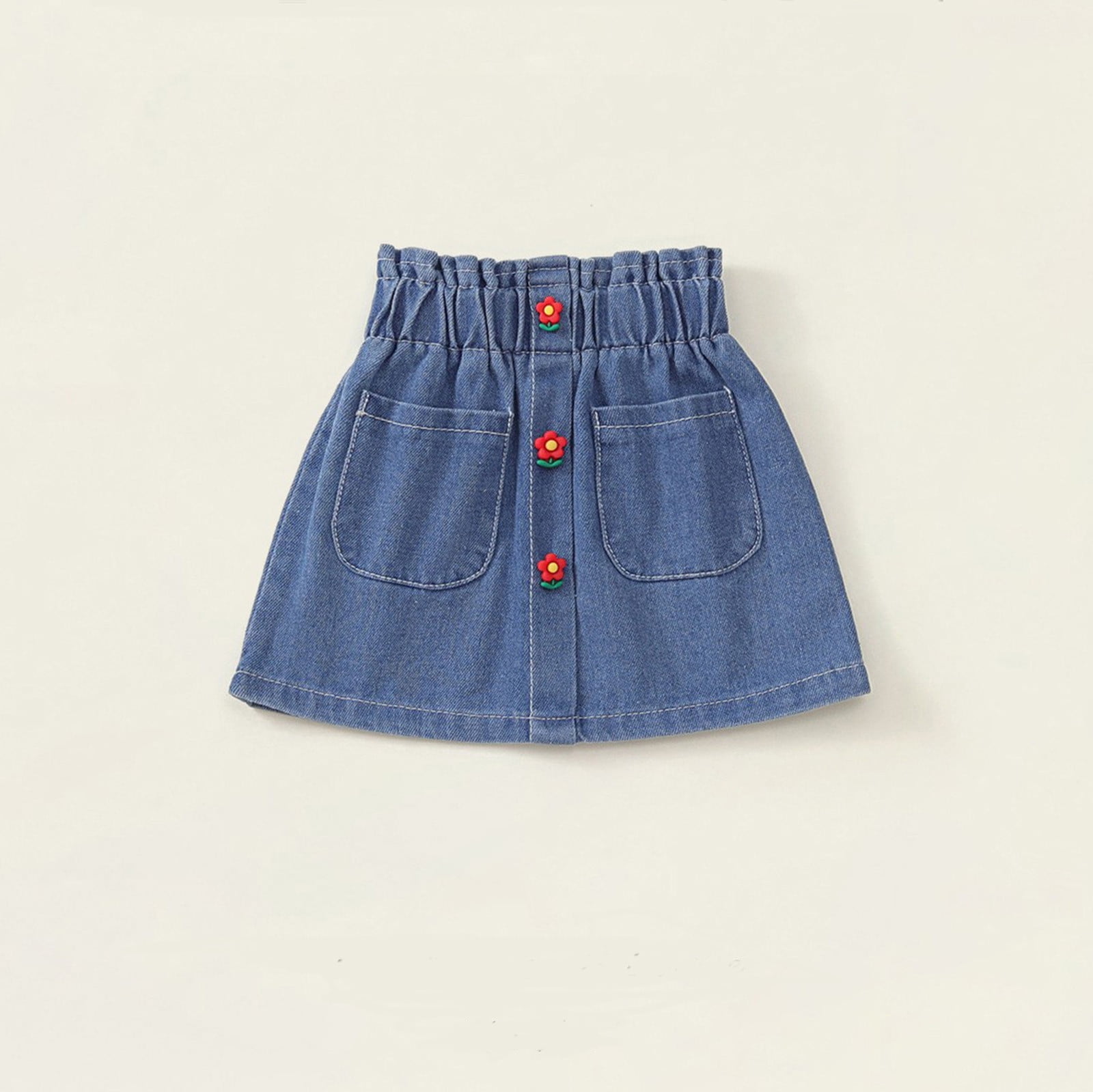 uublik Denim Mini Skirts for Girls Blue Elastic High Waist A Line