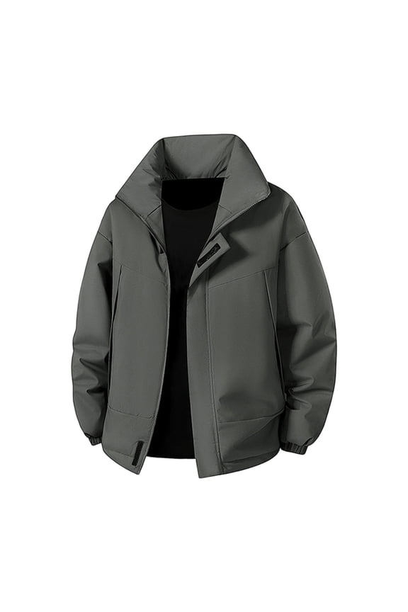 Down Jacket Men Winter Warm Snow Coat Windbreaker Work Outerwear Snowboarding Jackets Dark Gray