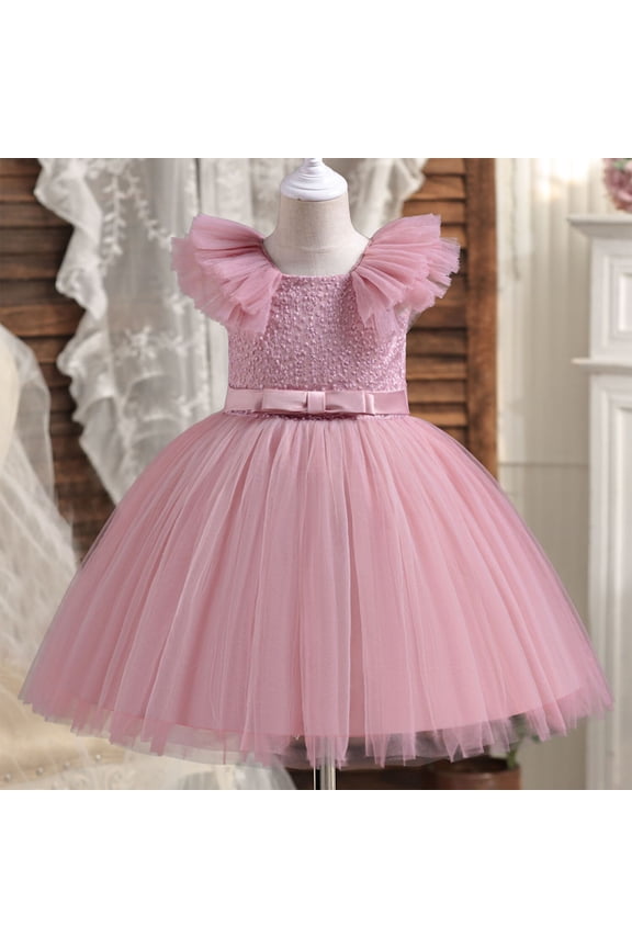 Dress for Girls Size 3T-8 Sleeveless Tulle Dresses Kids Birthday Formal Wedding Pageant Princess Dress Pink