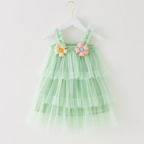 uublik Dress for Girls Size 6M-5T Summer Birthday Party Dress Ruffle Tiered Tulle Princess Prom Dres Mint Green