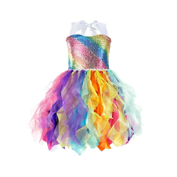 uublik Dresses for Girls Size 2T-10 Sleeveless Loose Flowy Tiered Casual Holiday Dresses Multicolor