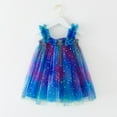 thumbnail image 1 of uublik Dresses for Toddlers Girls Trendy Size 6M-5T Summer Birthday Party Dress Ruffle Tiered Tulle Princess Prom Dres Blue, 1 of 3