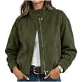 thumbnail image 1 of uublik Faux Suede Jackets Women Army Green Long Sleeve Casual Zip Up Coat Trendy Fall Clothes, 1 of 7