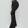 thumbnail image 1 of uublik Flare Jeans for Women High Waisted Pull On Bell Bottom Jeans Trendy Elastic Denim Pants, Black, 1 of 2