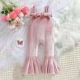 thumbnail image 1 of uublik Flare Pants for Girls Comfortable Casual Bow Strap Jumpsuits Rompers Pink, Size 3T-7, 1 of 4