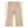thumbnail image 1 of uublik Flare Pants for Girls Fashionable Bow Cotton Casual Pants Khaki, Size 1T-5T, 1 of 3