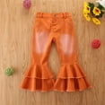 thumbnail image 1 of uublik Girls Bell Bottom Pants High Waisted Casual Loose Denim Pants Orange, Size 1T-6, 1 of 5