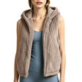 thumbnail image 1 of uublik Fleece Vest for Women Khaki Casual Sleeveless Open Front Winter Warm Fuzzy Jacket with Pockets, 1 of 8