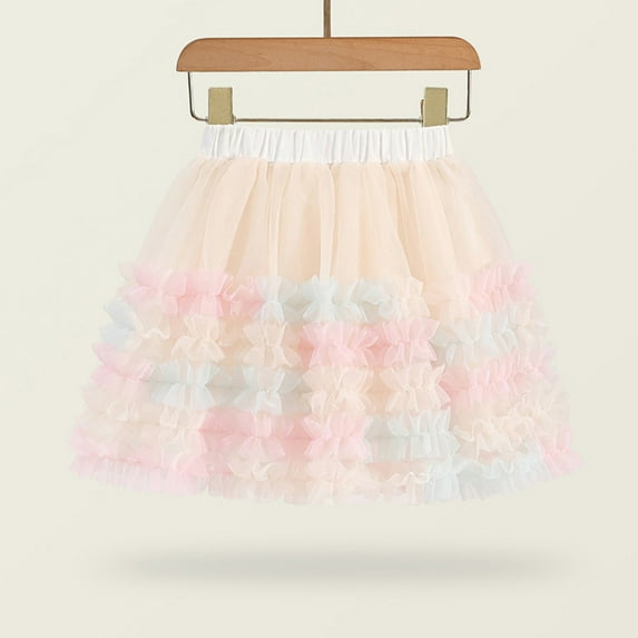 uublik Floral Skirts for Girls Multicolor Layered Mesh Skirt Party Birthday Dance Princess Skirt Size 3T-8