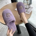 thumbnail image 1 of uublik Fuzzy Slippers for Women Memory Foam House Slippers Indoor Outdoor Cozy Plush Closed Toe House Shoes, Purple, 1 of 4