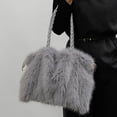 thumbnail image 1 of uublik Fuzzy Tote Bag for Women Large Capacity Cute Tote Bags Fall And Winter Crossbody Shoulder Handbag for Work Travel Gym, Gray, 1 of 5