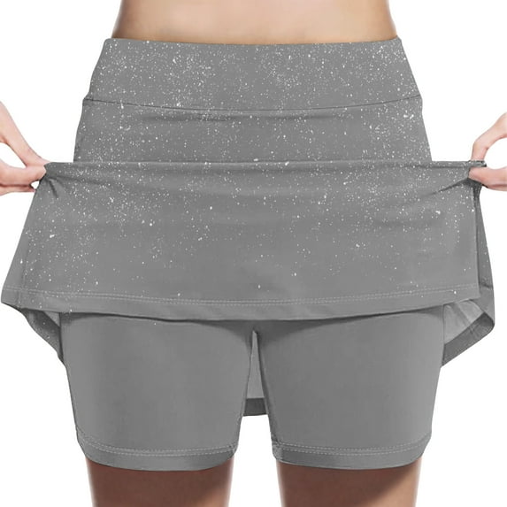 uublik Girl Skirt Gray Tennis Skirts Golf Skort Athletic Dance Running School Sport Skirts with Shorts Size 2T-12