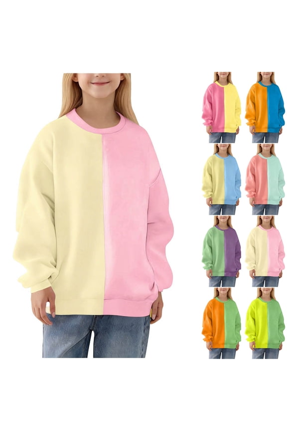 Girl Sweatshirt Graphic Cute Preppy Crewneck Sweatshirt Pullover Top Size 2T-14 Pink