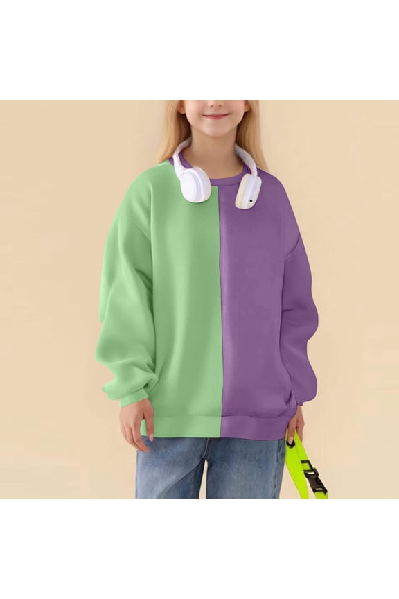Girl Sweatshirt Graphic Cute Preppy Crewneck Sweatshirt Pullover Top Size 2T-14 Purple