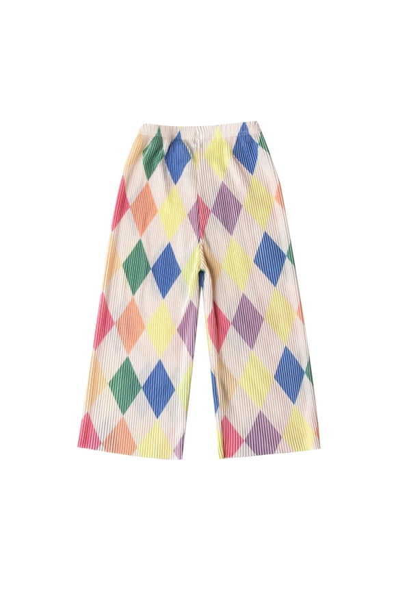 Girls Athletic Pants 4-13 Years High Waisted Pants Fashion Wide Leg Trousers Casual School Pants Yellow