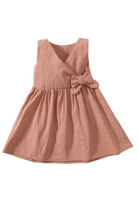 Girls Beach Dress Size 1T-6 Sleeveless Loose Flowy Tiered Casual Holiday Dresses Pink