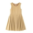thumbnail image 1 of uublik Girls Beach Dress Size 3T-14 A-Line Midi Pleated Kids School Events Holiday Dresses Khaki, 1 of 4